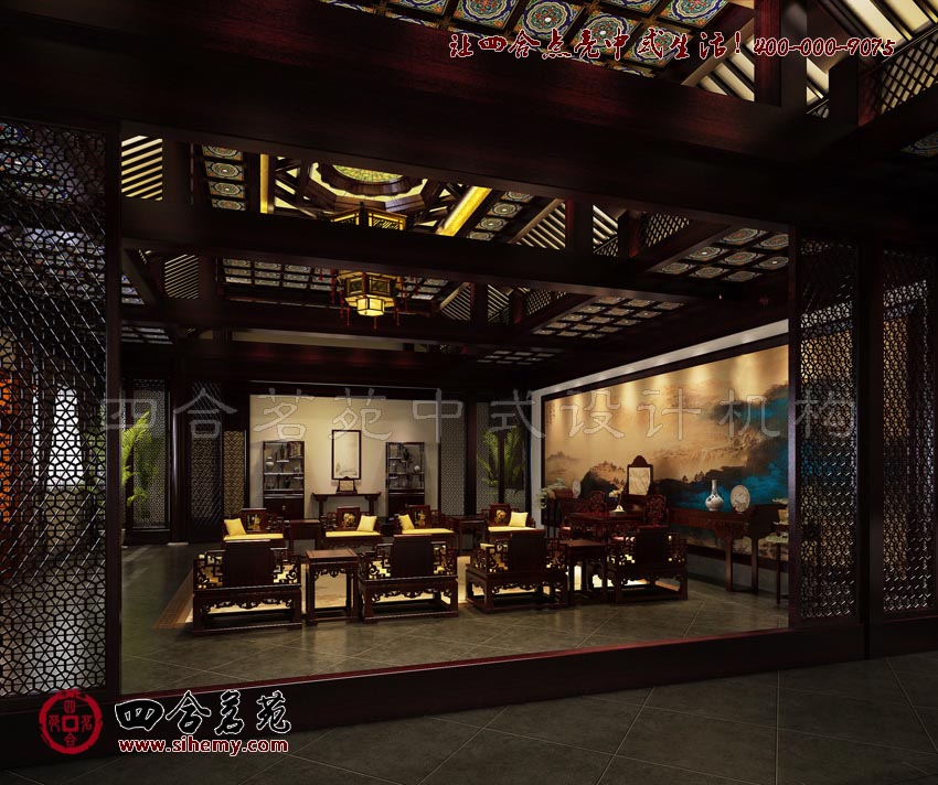 經(jīng)典空間裝飾典雅的表現(xiàn) 鄉(xiāng)村四合院裝修設(shè)計大堂效果圖